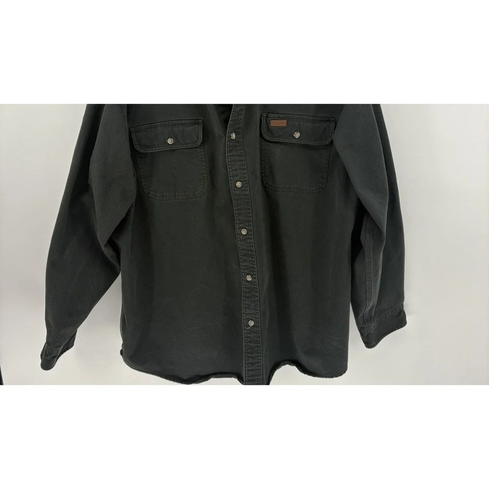Carhartt Men's Green Heavy Duty Button Up Long Sleeve Shirt Cotton Twill 2XL